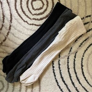 3-pack Zara girl tights; 12-24M; black, grey and off white
